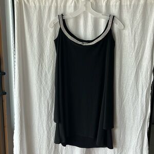 Joseph Ribkoff - size 8 - Black tunic peek-a-boo shoulder rhinestone neckline